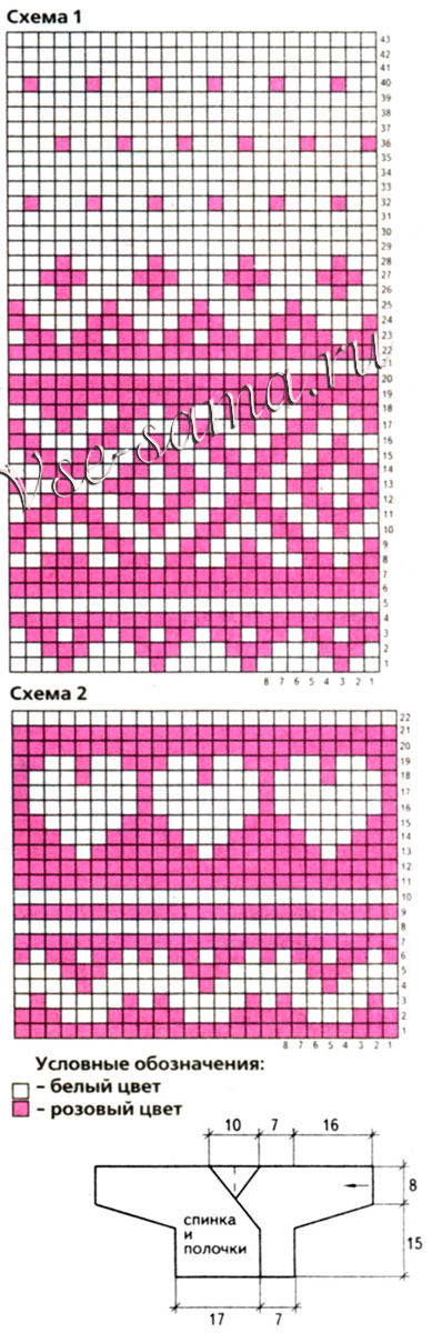 Пушистый жакет и юбка с жаккардовым узором, схема