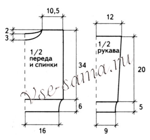 Розовый пуловер с интарсией, выкройка