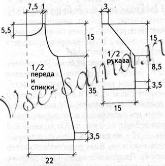 Серо-сиреневая туника и шарф, выкройка
