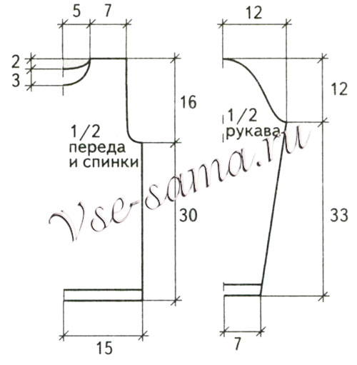 Выкройка для вязания свитера в полоску