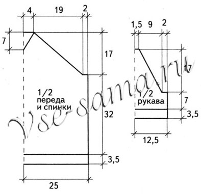 Трехцветный пуловер реглан, выкройка