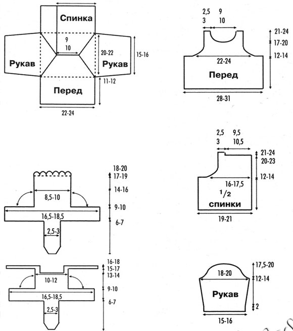 Три джемпера, носочки и две пары пинеток, выкройка 1