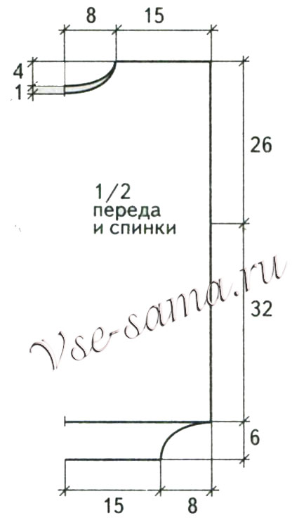 Выкройка для вязания туники с розой