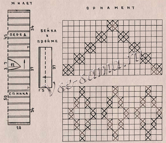 Жилет, связанный на спицах, для девочки или мальчика, выкройка