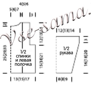 Жакет спицами с полосками, выкройка
