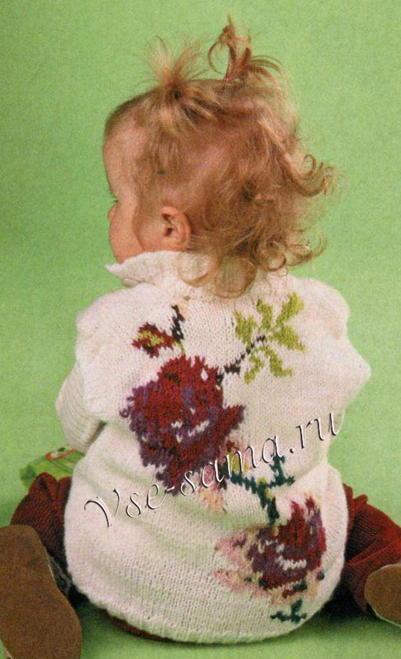Жилет с розами спицами, 2