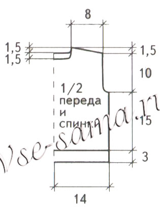 Жилет спицами с капюшоном, выкройка