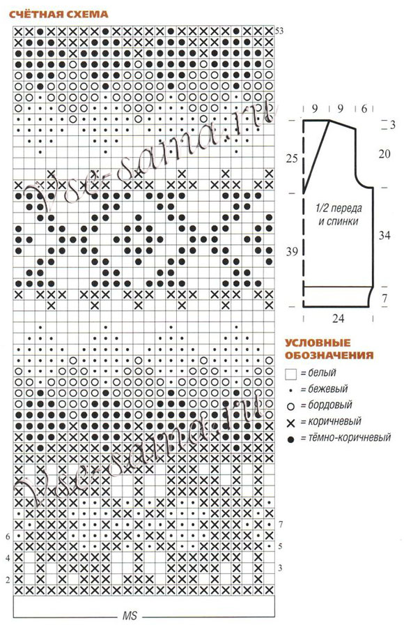 Безрукавка с жаккардовыми полосами, схема