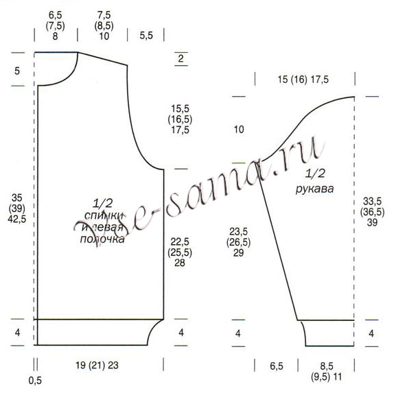 Жакет и шапочка жемчужным узором, выкройка