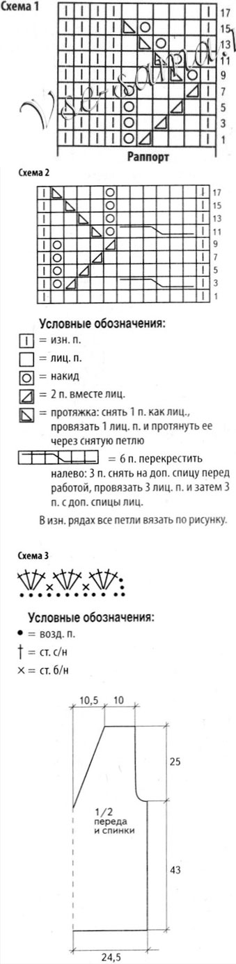 Меланжевый жилет с косами, схемы
