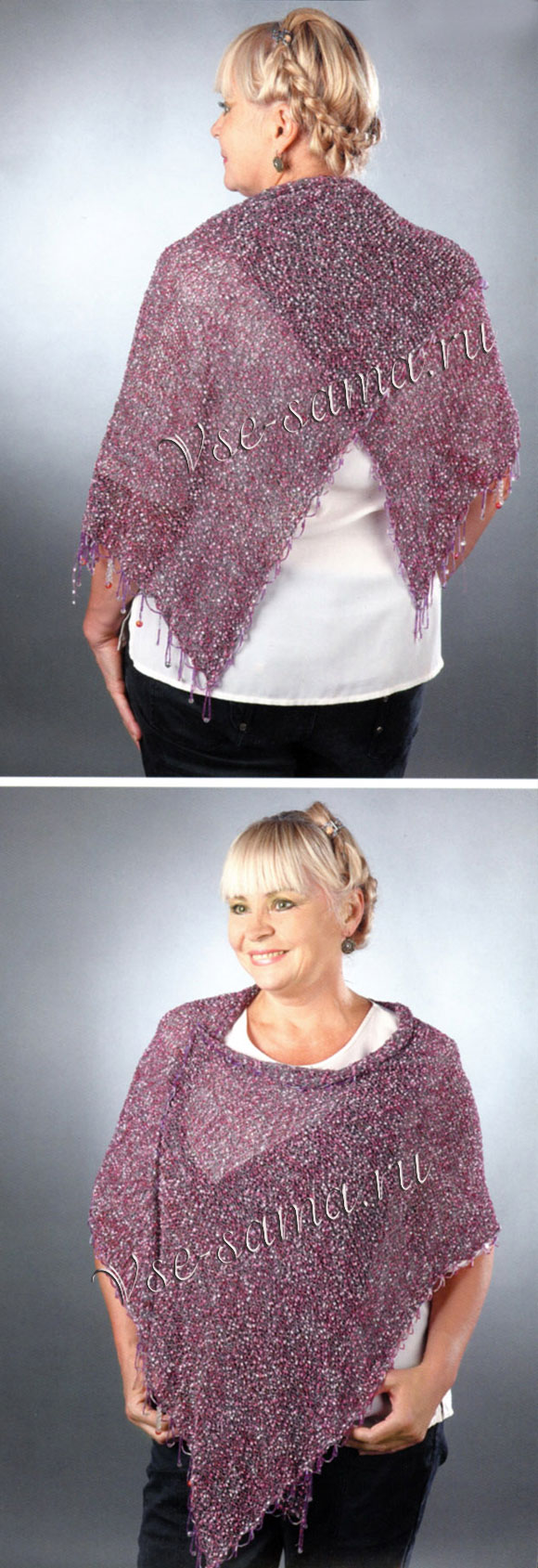 Палантин из фантазийной пряжи, варианты накидки палантина