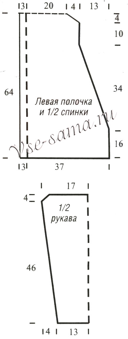 Пальто спицами с капюшоном, выкройка