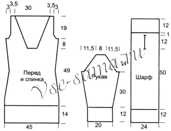 Платье и шарфик, выкройка