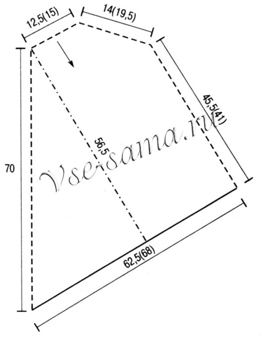 Пончо полосами с кистями, выкройка