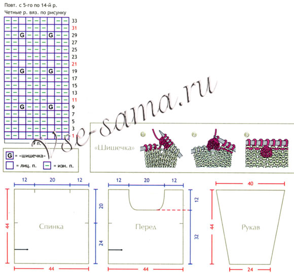 Пуловер - Нити жемчуга, выкройка