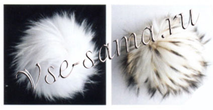 Шарфик из толстой пряжи с меховыми помпонами, помпоны