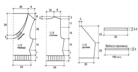 Схема и выкройка для вязания бордового пуловера Схема и выкройка для вязания бордового пуловера