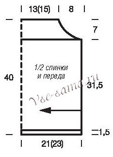 Выкройка для вязания топа в полоску Выкройка для вязания топа в полоску