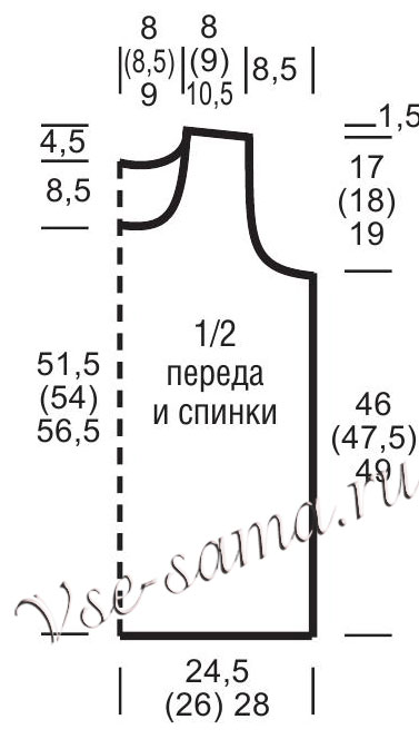 Выкройка для вязания топа с дырочками Выкройка для вязания топа с дырочками