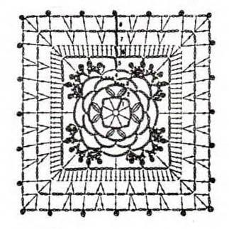 Схема вязания крючком мотива квадратик Схема вязания крючком мотива квадратик