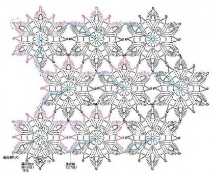 Схема вязания крючком мотива Звездные цветочки Схема вязания крючком мотива Звездные цветочки