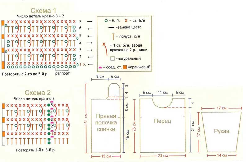 Схема 1-2 для джемперочка и шапочки Схема 1-2 для джемперочка и шапочки