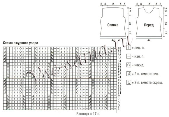 Белая кофточка-топ, схема, выкройка