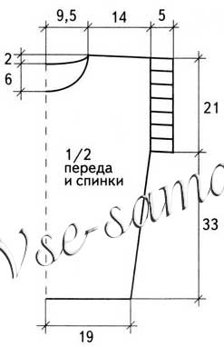 Схема вязания белого топа с косами