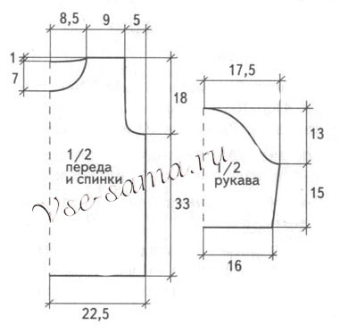 Схема вязания черно-белого пуловера