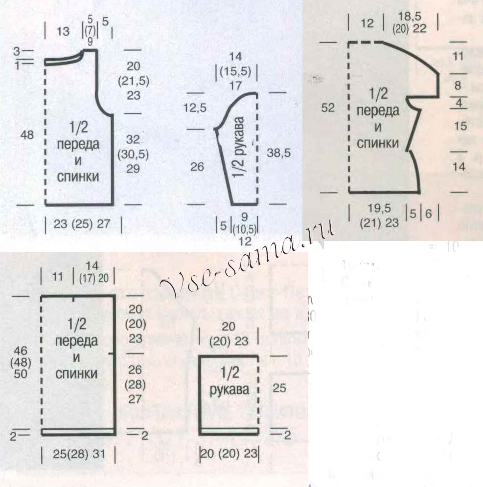 Схемы для вязания черного и пестрого пуловера Схемы для вязания черного и пестрого пуловера