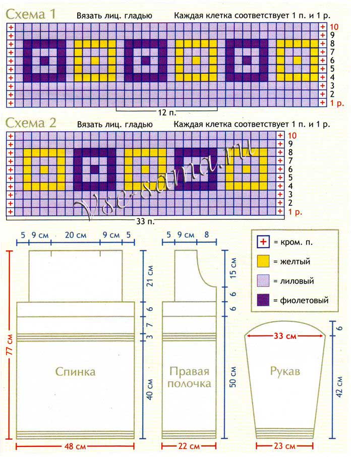 Схема вязания эффектного пуловера Схема вязания эффектного пуловера