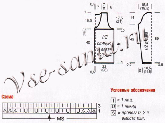 Женский узорчатый жакет, схема