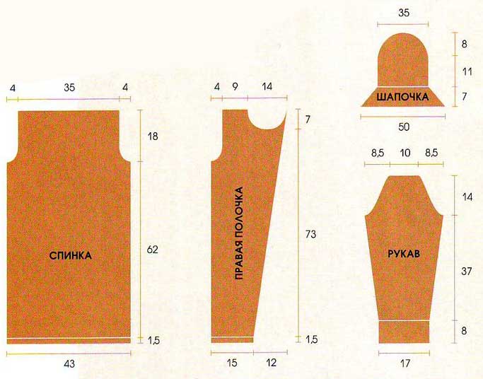 Выкройки для комплекта - Кардиган, шапочка и варежки Выкройки для комплекта - Кардиган, шапочка и варежки