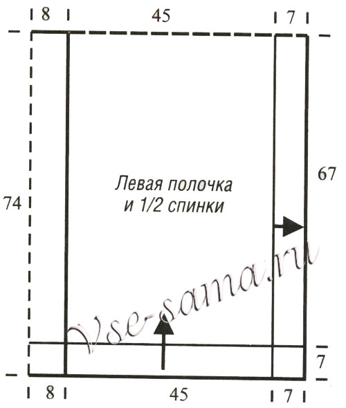 Накидка спицами из альпака, выкройка