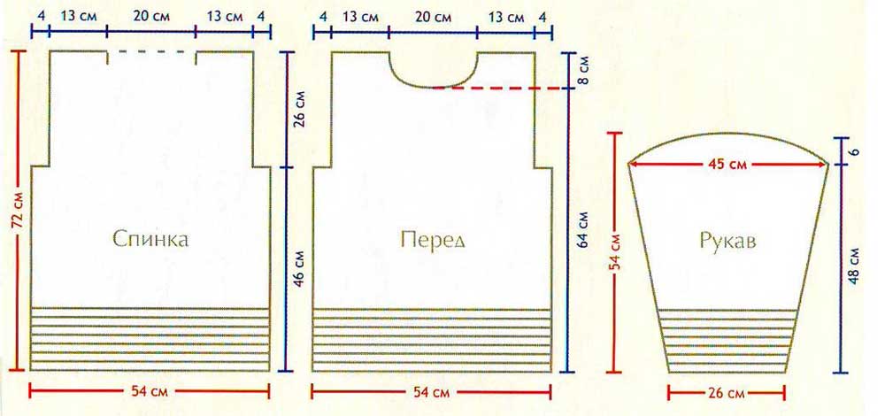 Схема вязания и выкройка для пуловера - загородный шик Схема вязания и выкройка для пуловера - загородный шик
