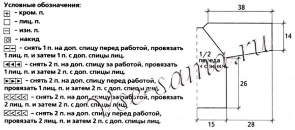 Пуловер с рельефным узором сиреневого цвета, выкройка