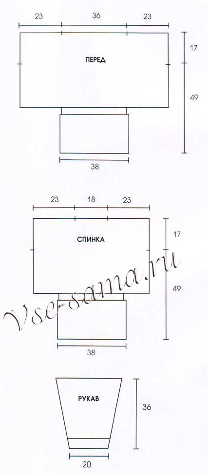 Схема для вязания пуловера с высокой планкой Схема для вязания пуловера с высокой планкой