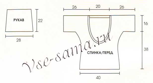 Выкройка для вязания пуловера в полоску Выкройка для вязания пуловера в полоску