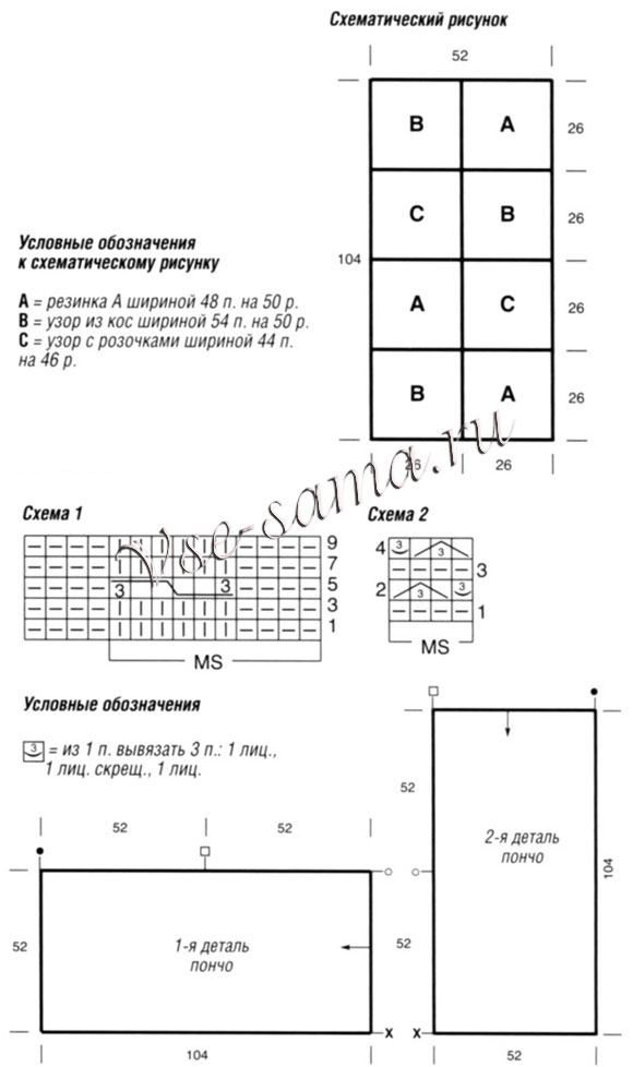 Узорчатое пончо, выкройка