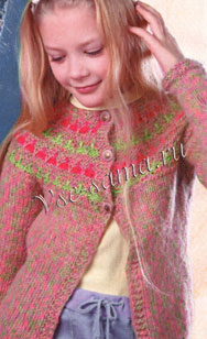 Жакет с круглой кокеткой с жаккардом