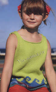 Морской топ для девочки спицами