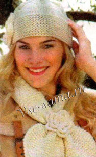 Шапка и шарф платочной вязкой