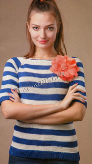 Вязание пуловера спицами в морском стиле