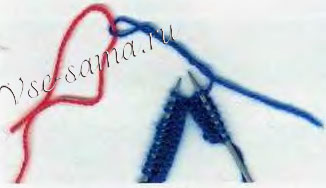 В образовавшуюся петлю вставьте конец нити другого цвета В образовавшуюся петлю вставьте конец нити другого цвета