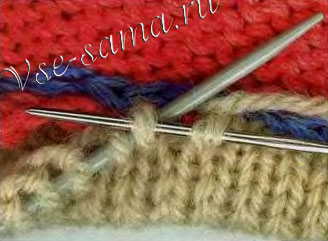 сбросьте петлю со спицы и войдите во вторую петлю на спице с изнаночной стороны петли сбросьте петлю со спицы и войдите во вторую петлю на спице с изнаночной стороны петли