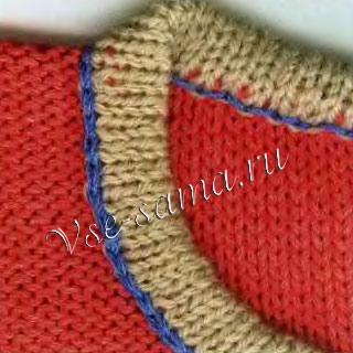 образец оформления выреза горловины с изнаночной стороны образец оформления выреза горловины с изнаночной стороны