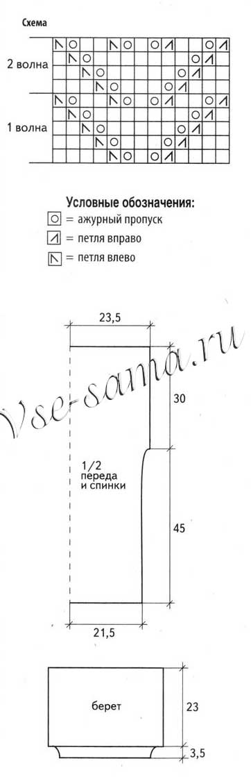 Платье-туника, берет и сумочка - схемы