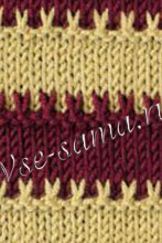 Узор спицами - двухцветный со снятыми петлями Узор спицами - двухцветный со снятыми петлями