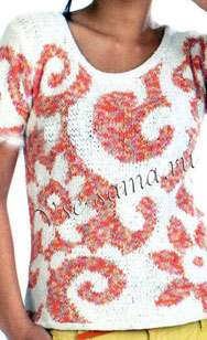 Пуловер с жаккардовым узором спицами Пуловер с жаккардовым узором спицами