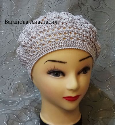 Берет крючком Серебро, фото 8 Берет крючком Серебро, фото 8